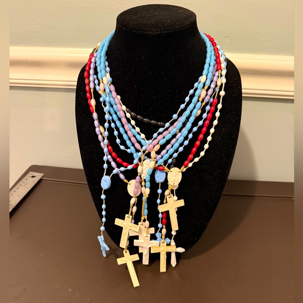 Multicolor Beaded Rosary Acrylic Beads and Rope Pick one